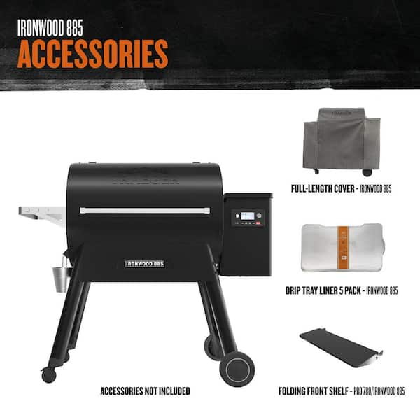 Ironwood 885 Wifi Pellet Grill and Smoker in Black