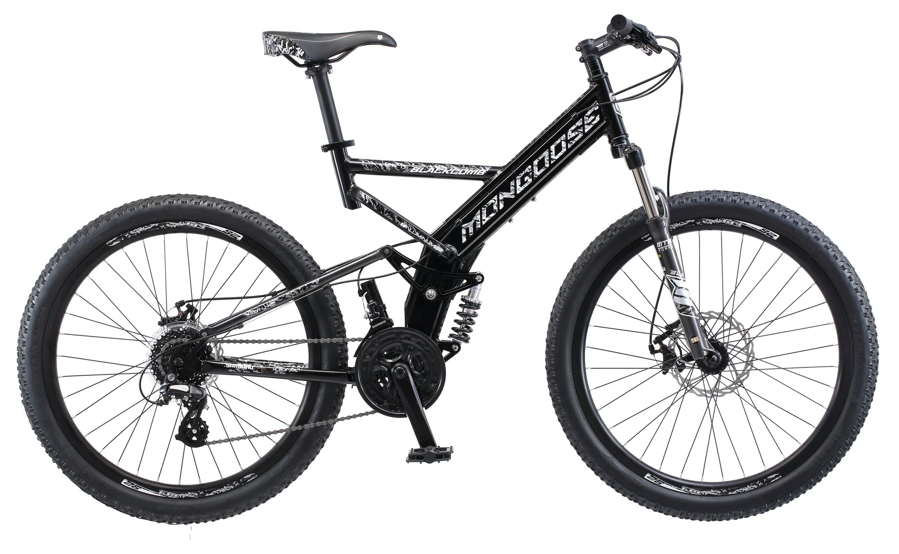 Mongoose Blackcomb Mountain Bike, 26-inch wheels, 24 speeds, Black, Men's