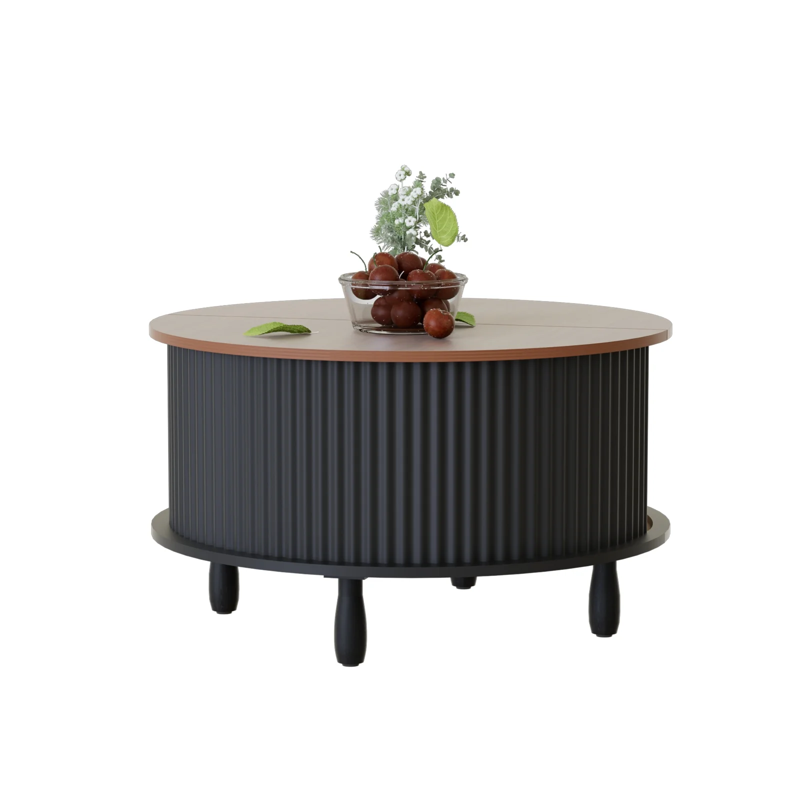 RUMLIVE Round Coffee Table with Storage, 30.7