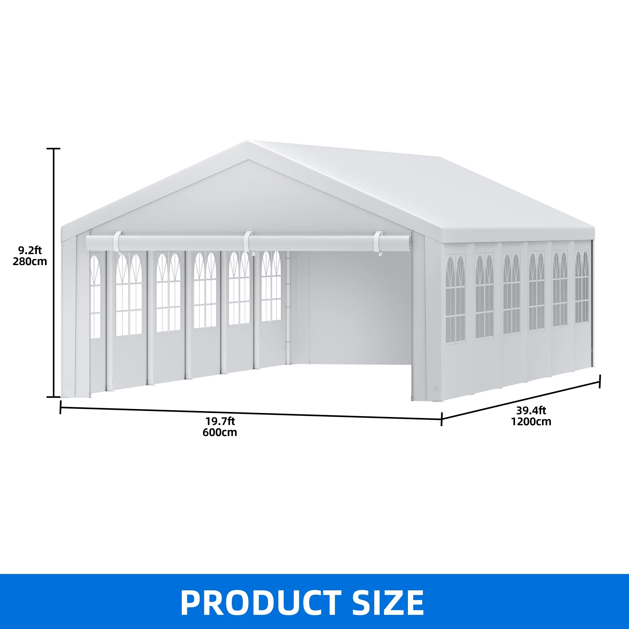 Dextrus 20' x 40' Heavy Duty Gazebo with Reinforced Triangular Column Outdoor Party Tent Canopy Event Shelters Upgraded Galvanized Carport with Removable Sidewall Windows for Commercial, Part