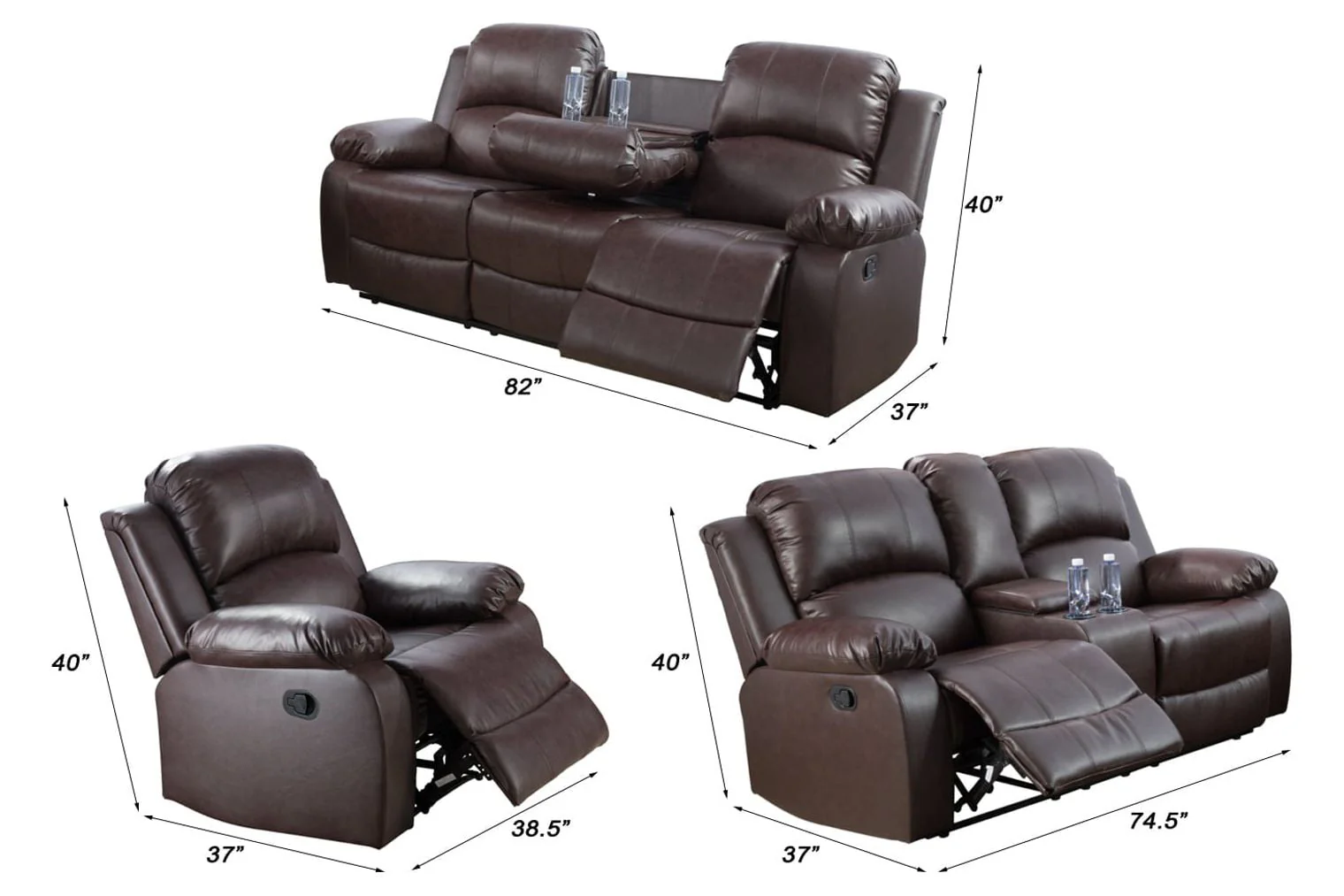Reclining Sofa Loveseat Chair Set Living Room SET