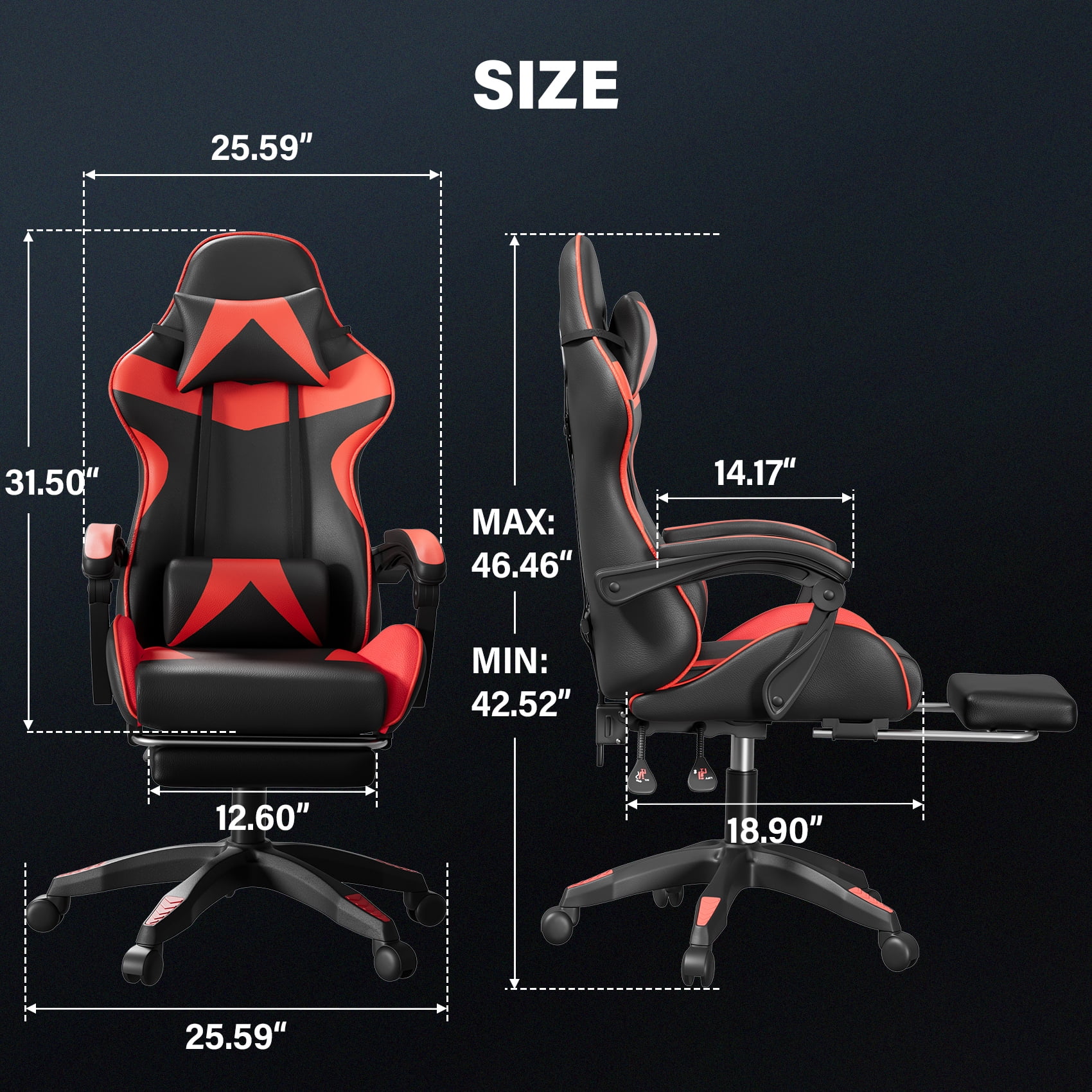 Mr IRONSTONE Office Gaming Chair with Footrest & Lumbar Support, Ergonomic Adjustable Computer Chair with Swivel Seat & Headrest, Blue