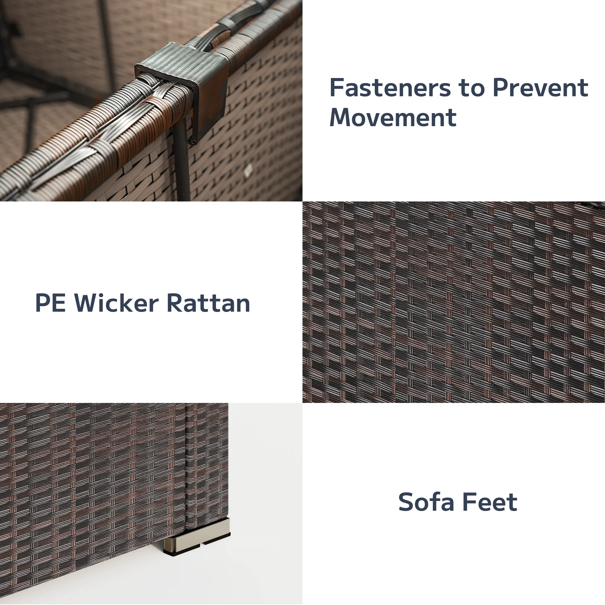 Patio Furniture Set, Lofka 7 Piece Outdoor Sectional Furniture Chair Set with Cushions and Coffee Table, Gray