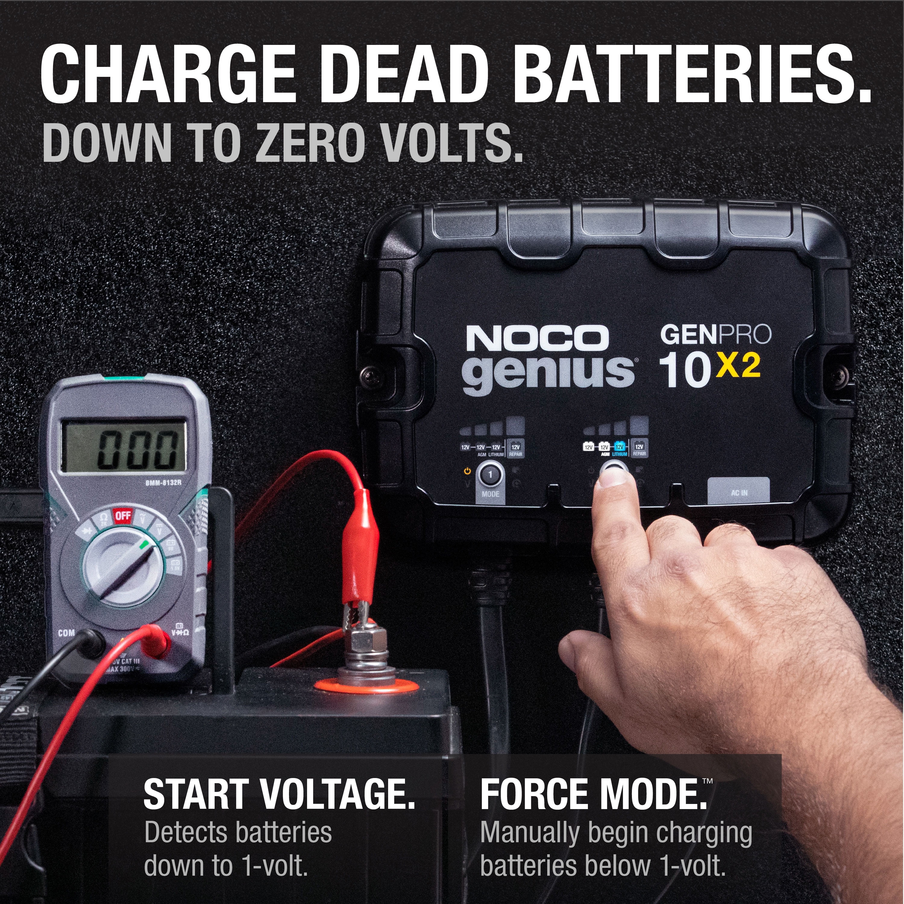 NOCO Genius GENPRO10X2: 2-Bank 20A (10A/Bank) 12V Onboard Battery Charger and Maintainer