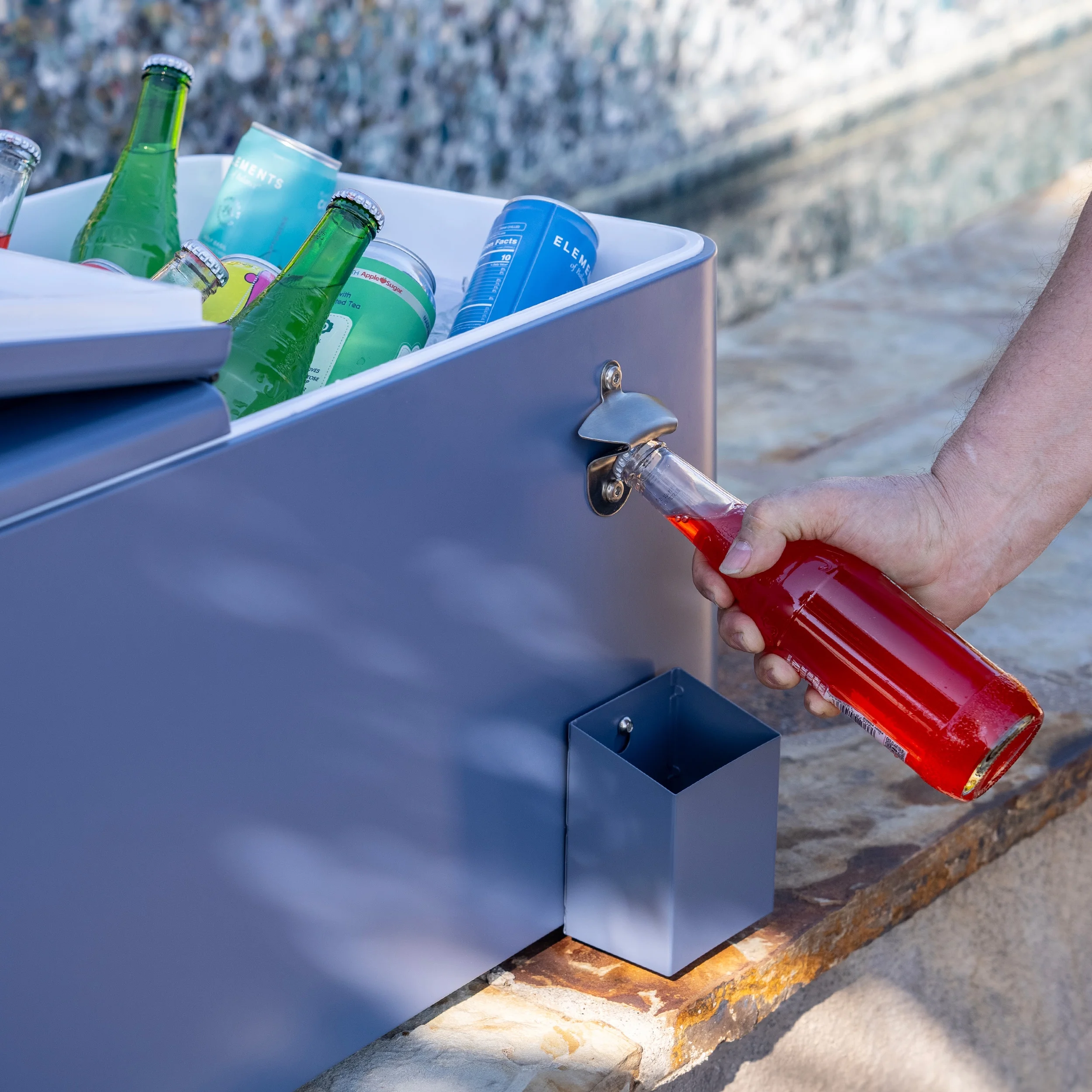 Permasteel 80-Qt Outdoor Steel Patio Cooler with Removable Basin, Rolling Cooler with Wheels, Teal Green