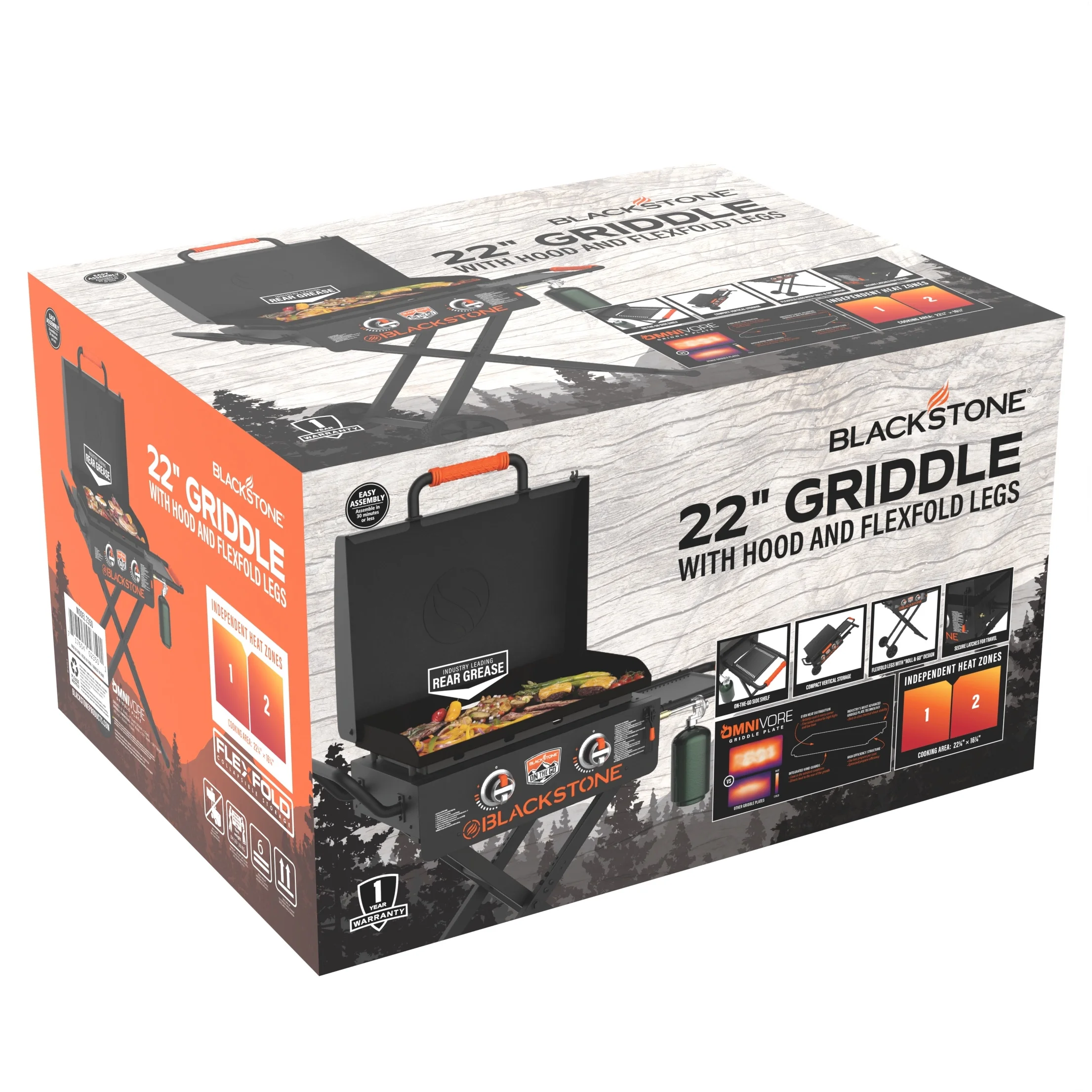 Blackstone On-the-Go 2-Burner 22�� Propane Omnivore Griddle with Flexfold Legs