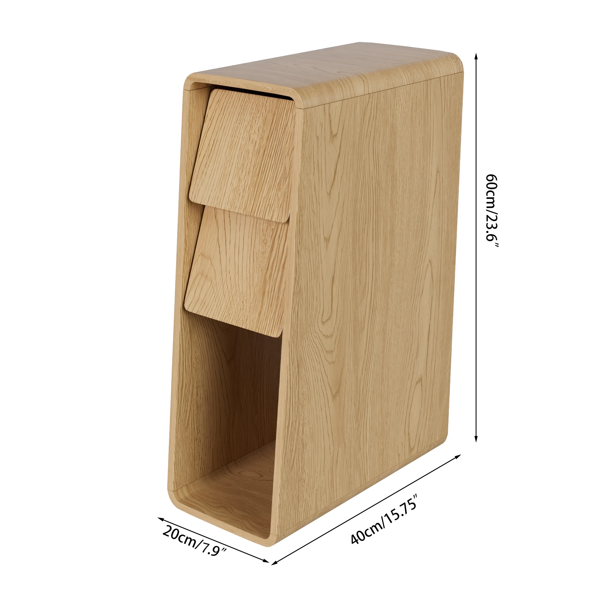 Narrow Nightstand Set of 2 with Drawers, Fluted Slim Side End Table with Storage for Small Spaces