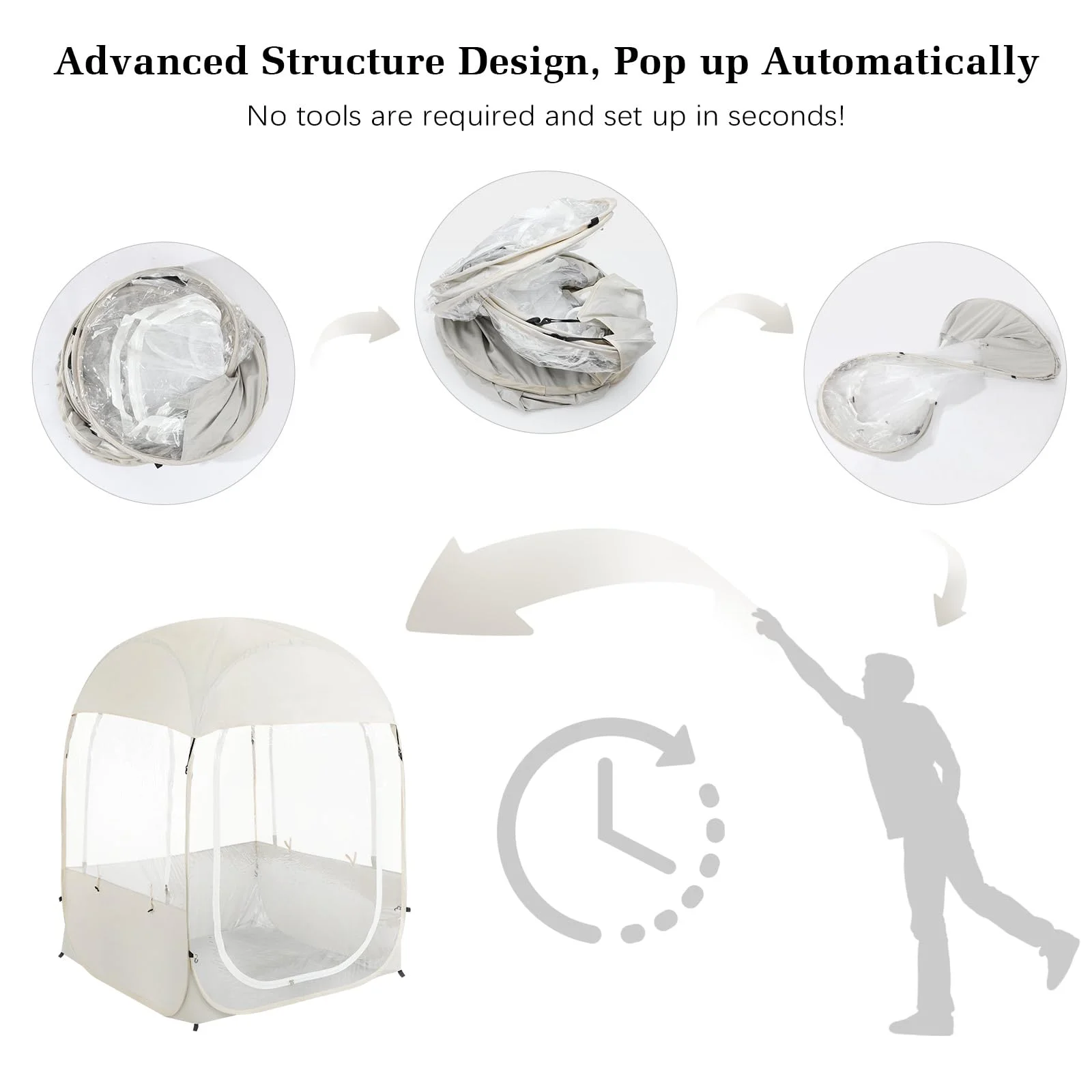 Sports Tent, Instant Weather Proof Clear View Bubble Tent with Carry Bag, Portable & Foldable Pop Up Tents Shelter for Watching Sports Events Camping Fishing