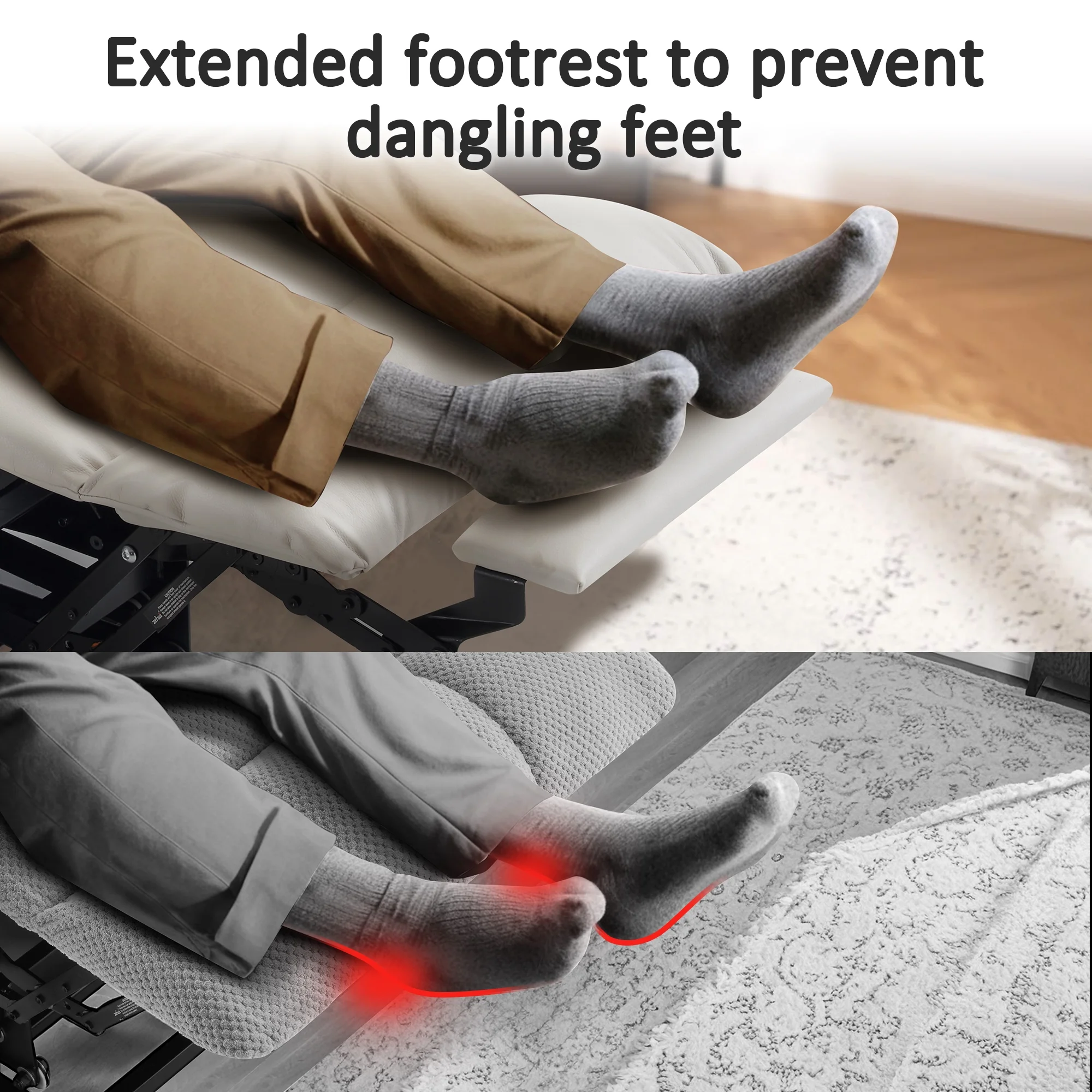 MCombo Triple Motor Power Lift Recliner for Elderly, Sleep Recliner Sofa with Adjustable Headrest, Faux Leather, Dark Brown