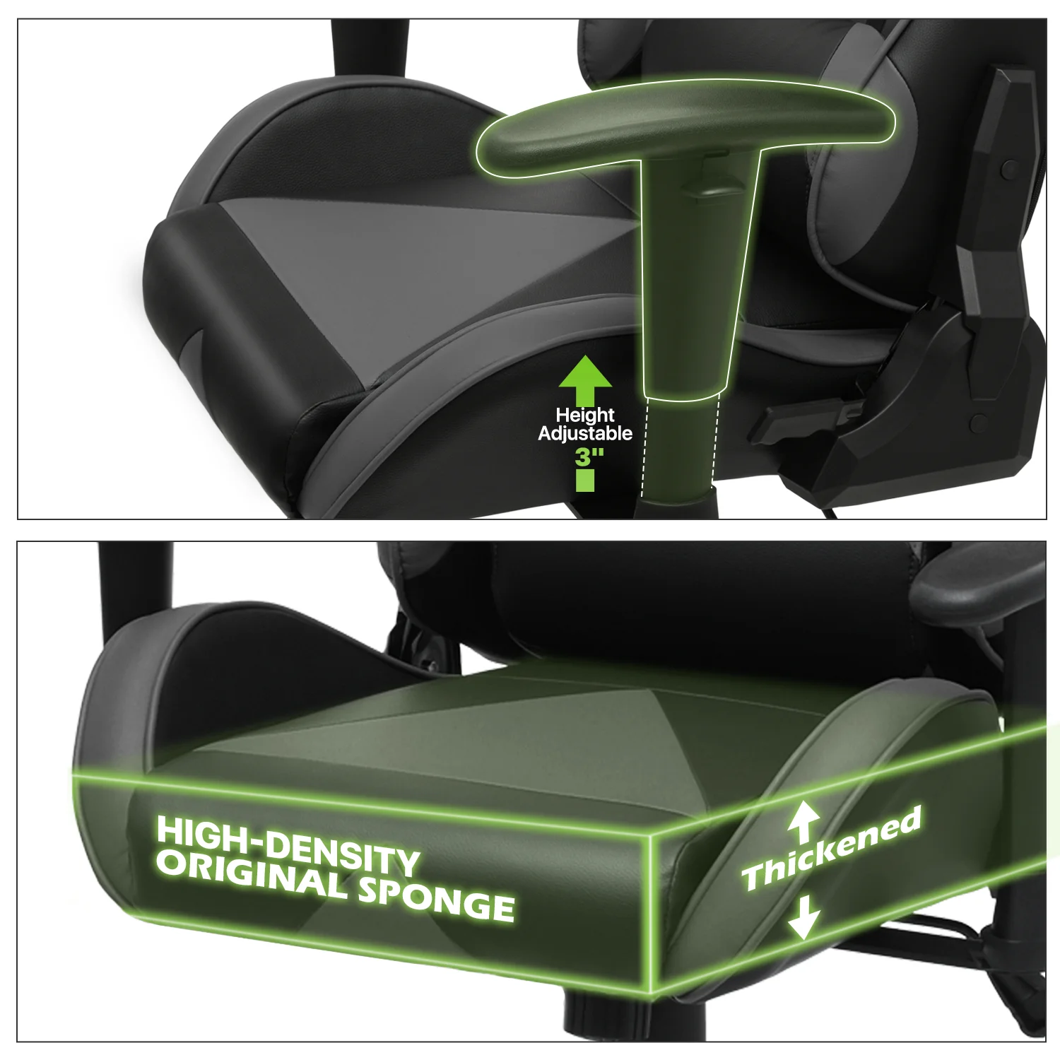 Magshion Ergonomic Gaming Chair, Comfortable Gaming Chair, Computer Chair Leather Desk Chair Adjustable Swivel Gaming Office Chair, Blue