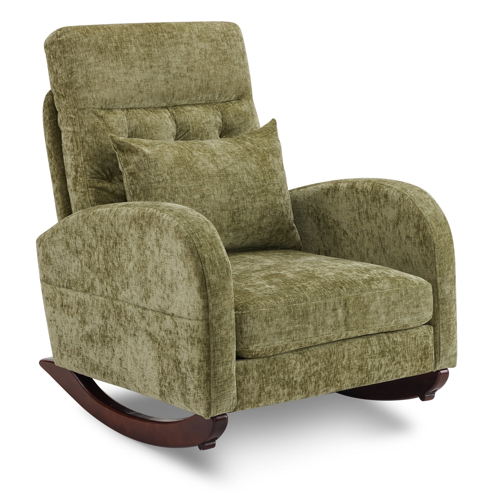 Ktaxon Rocking Accent Chair Glider Reading Chair Comfy Teddy Velvet Upholstered Single Sofa Rocker for Living Room, Nursery, Bedroom Beige