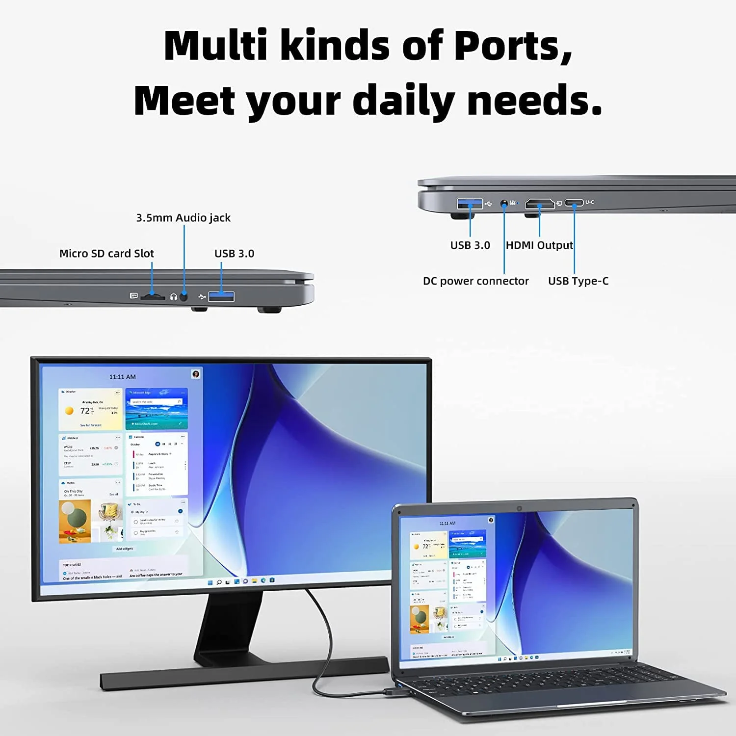 SGIN 15.6inch Laptop 12GB DDR4 512GB SSD Windows 11 with Intel Celeron N5095A Full HD 1920x1080