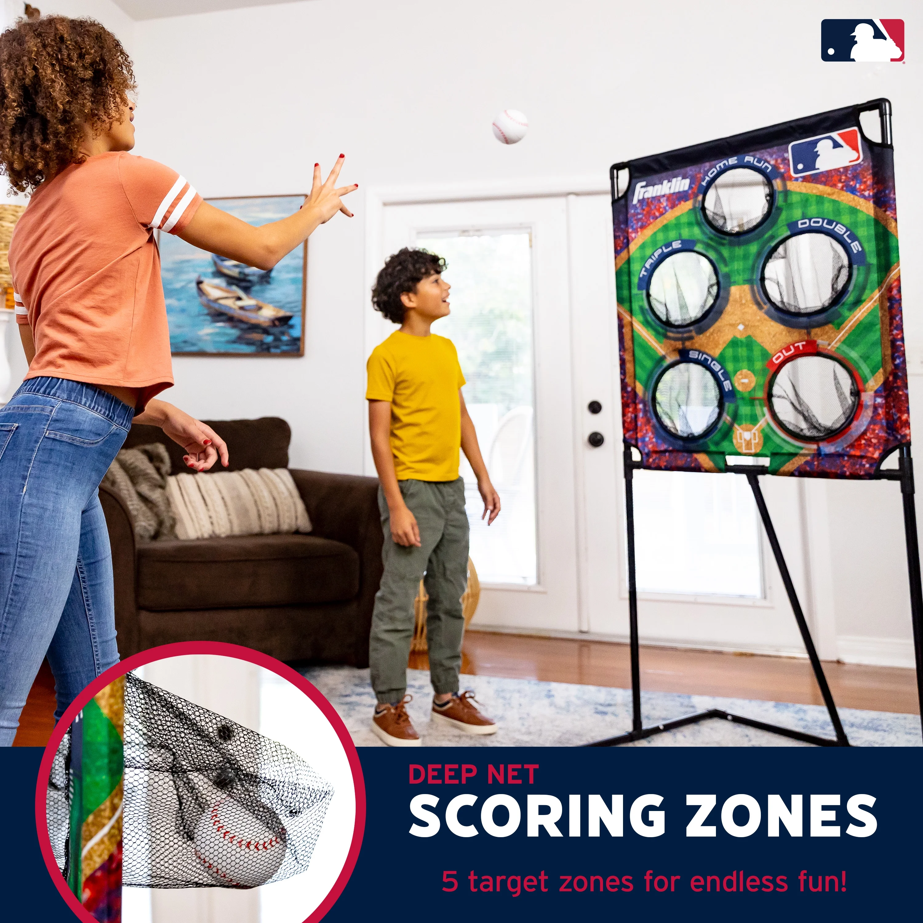 Franklin Sports MLB Baseball Target Toss Game - MLB Deluxe Kids Baseball Throwing Game Target + Balls Set - Fun Baseball Game + Toy Set for Kids
