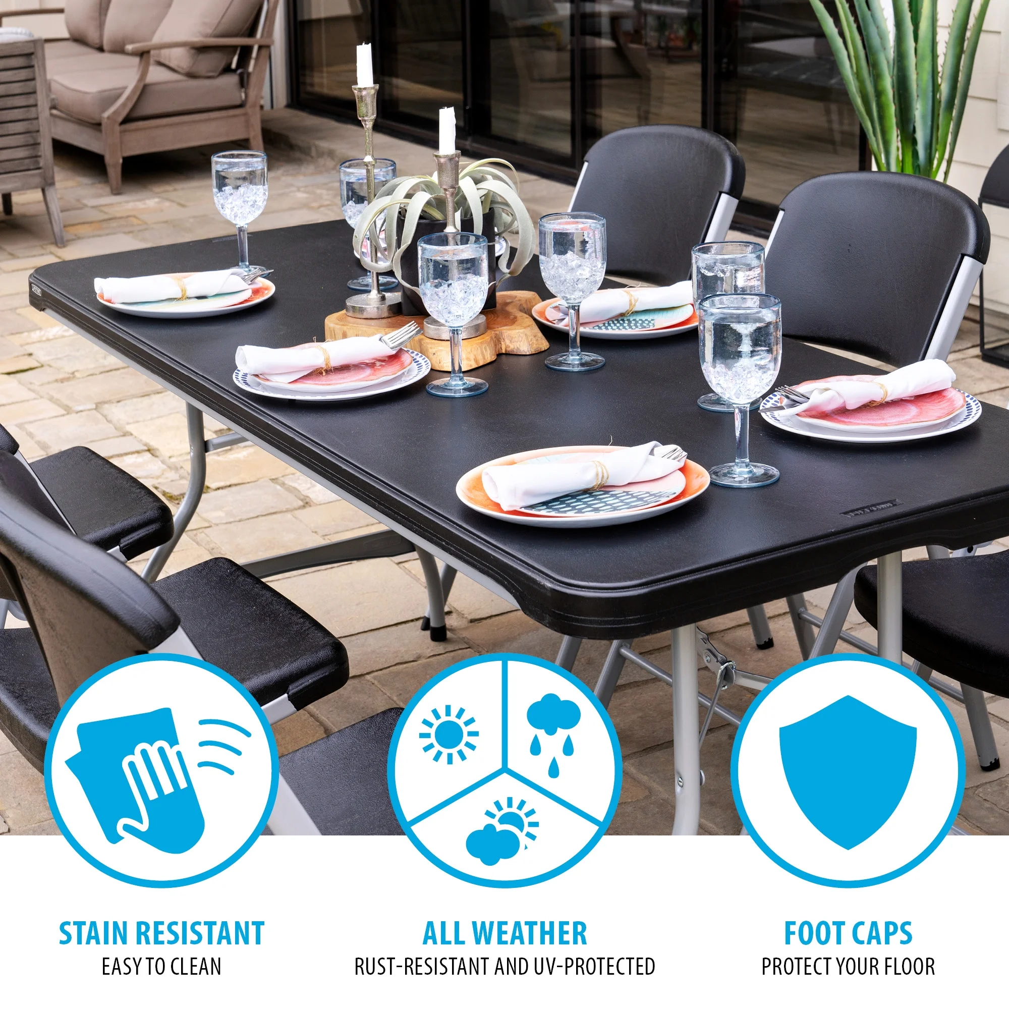 Lifetime 6 Foot Rectangle Folding Table, Indoor/Outdoor Commercial Grade, Black (280350)