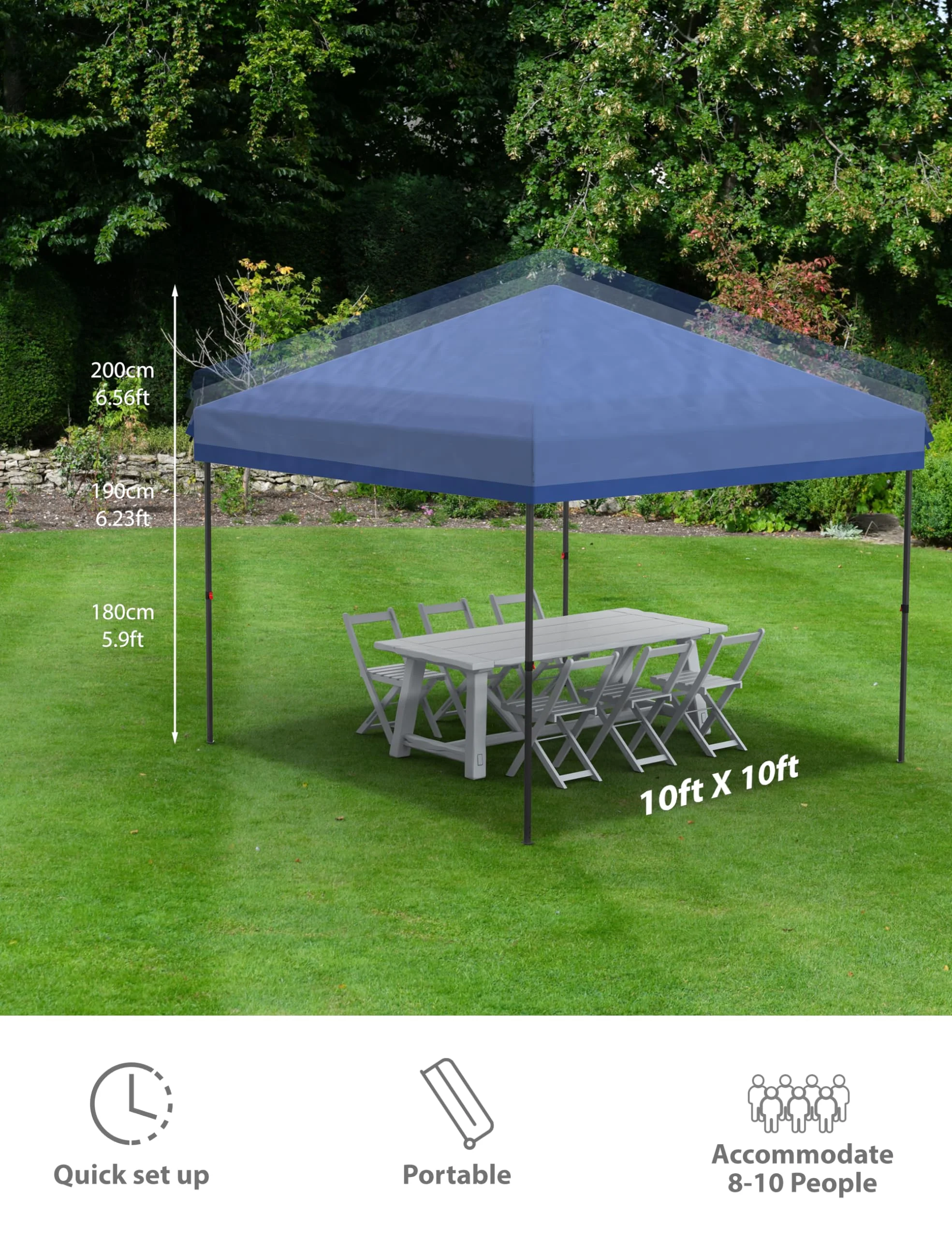 10x10 ft Pop Up Canopy with 4 Removable Sidewalls and Windows, 3 Adjustable Heights Commercial Shelter, Portable Enclosed Instant Tent with Wheeled Carry Bag, Waterproof Outdoor Gazebo, 7 Colors Avail