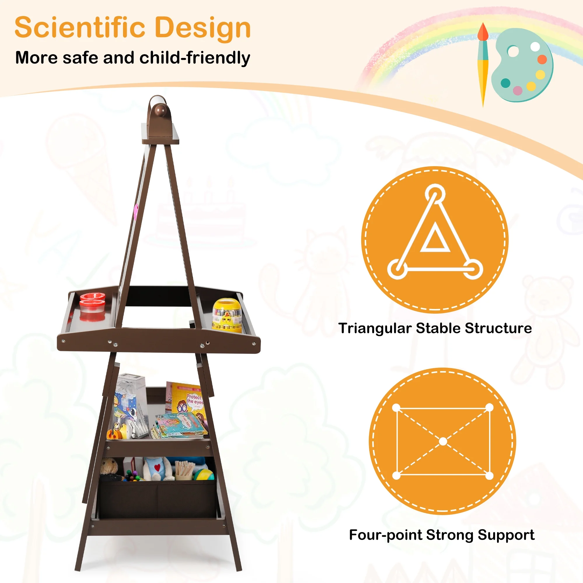 LINLUX 3 in 1 Art Easel for Kid, Whiteboard for Kid with Stand, Magnetic Chalkboard Pizarra, Grey