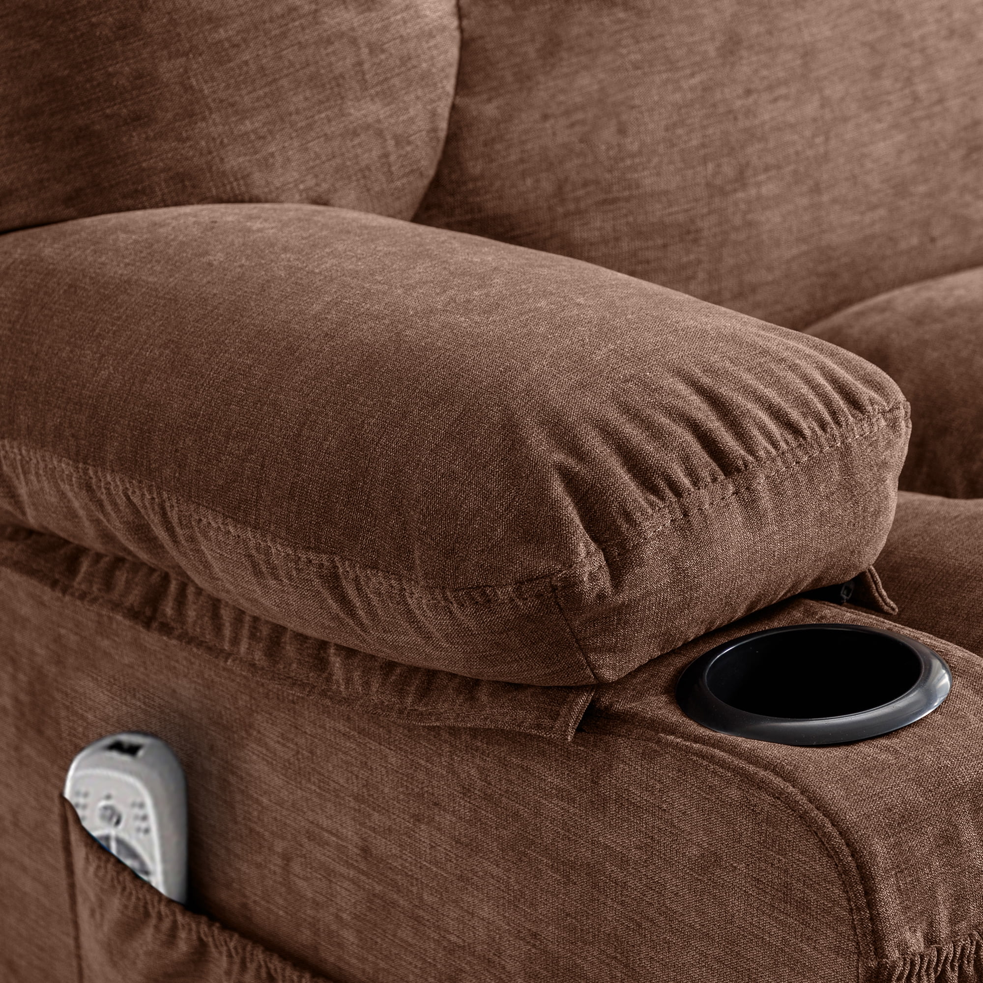 JONPONY Manual Recliner Chair with Heat Therapy and Massage Function, Heavy Duty Reclining Mechanism Massage Chair, Elderly Single Rocker Sofa with Cup Holders for Bedroom Home Theater,Grey