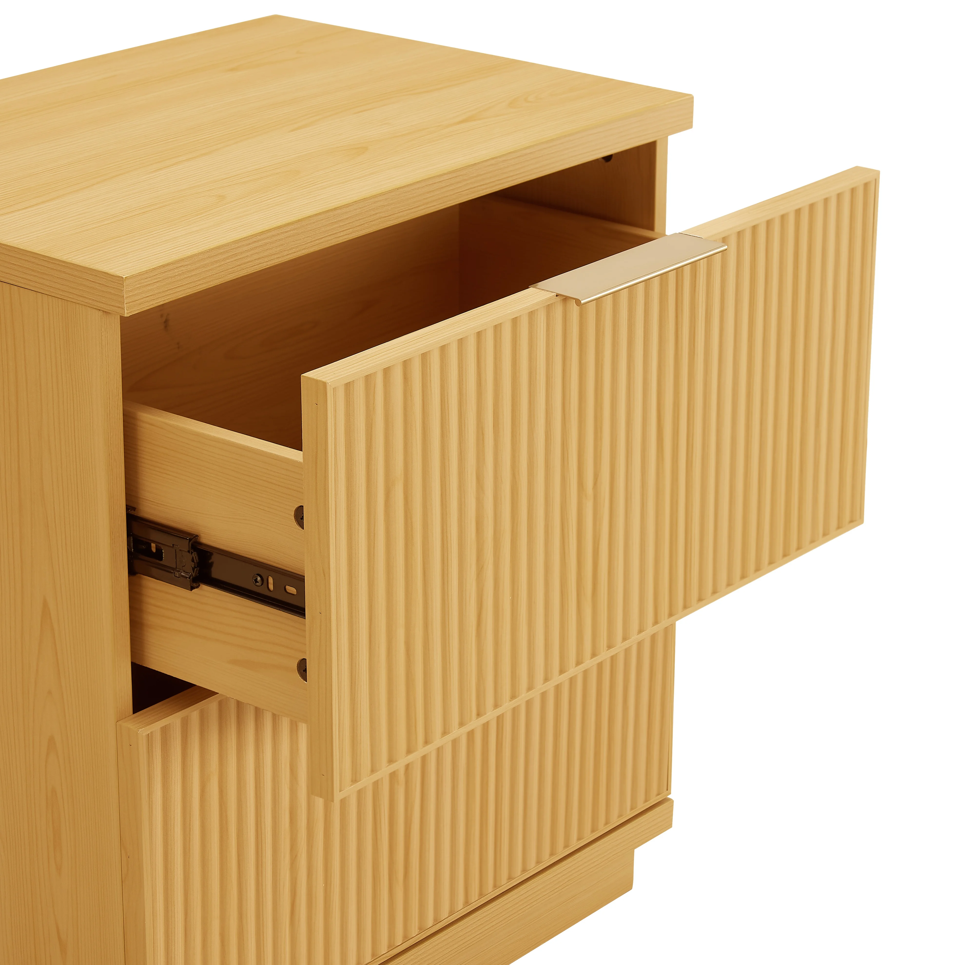 Better Homes & Gardens Lillian Fluted 2-Drawer Nightstand with USB, Natural Pine