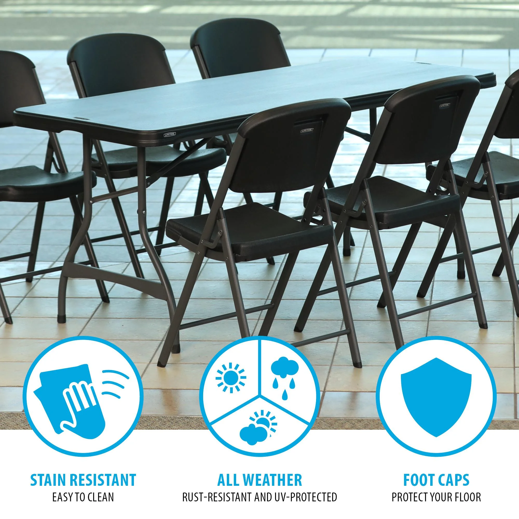 Lifetime 6 Foot Rectangle Folding Table, Indoor/Outdoor Commercial Grade, Black (280350)