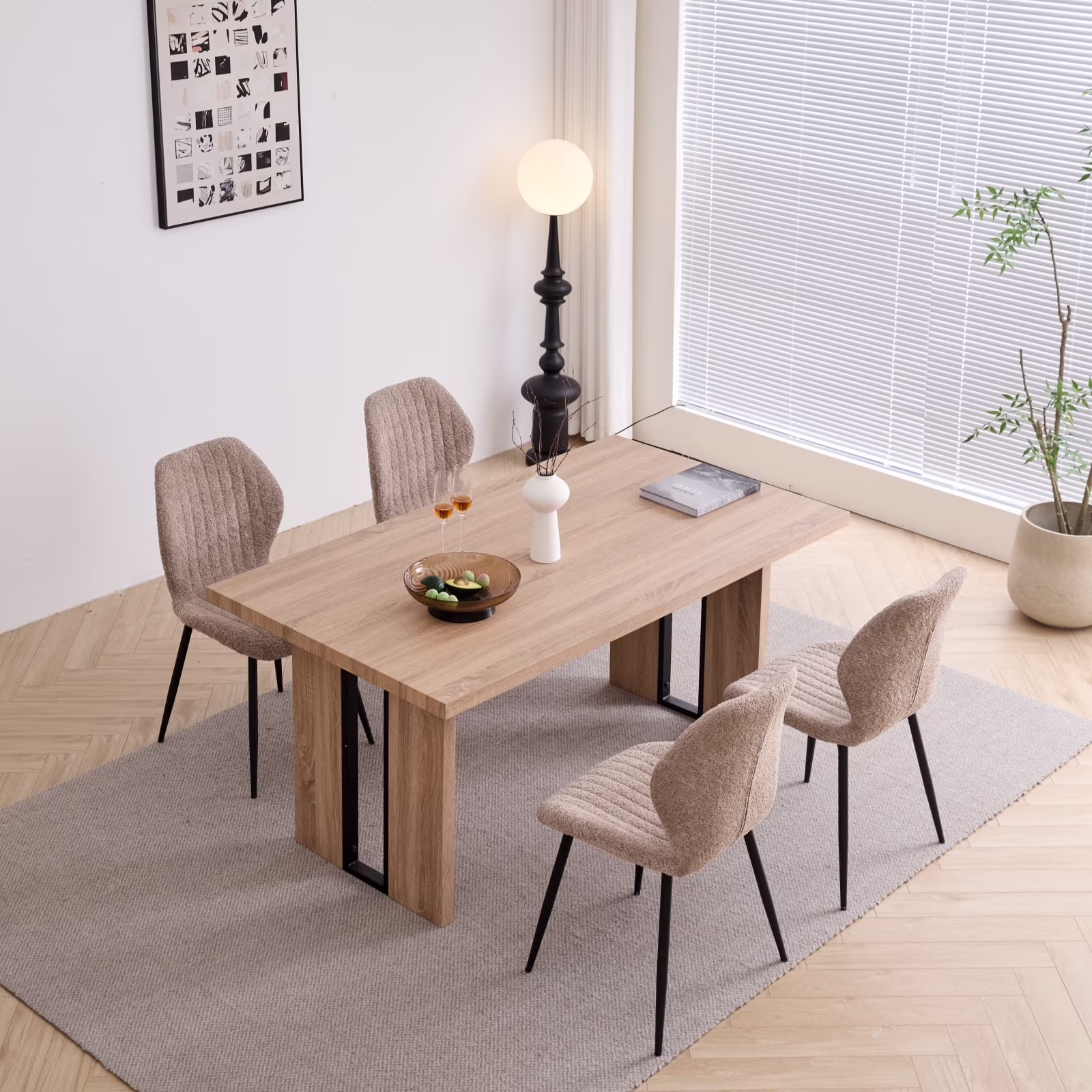 5pcs Rectangle Dining Table Chairs Set for 4, 63