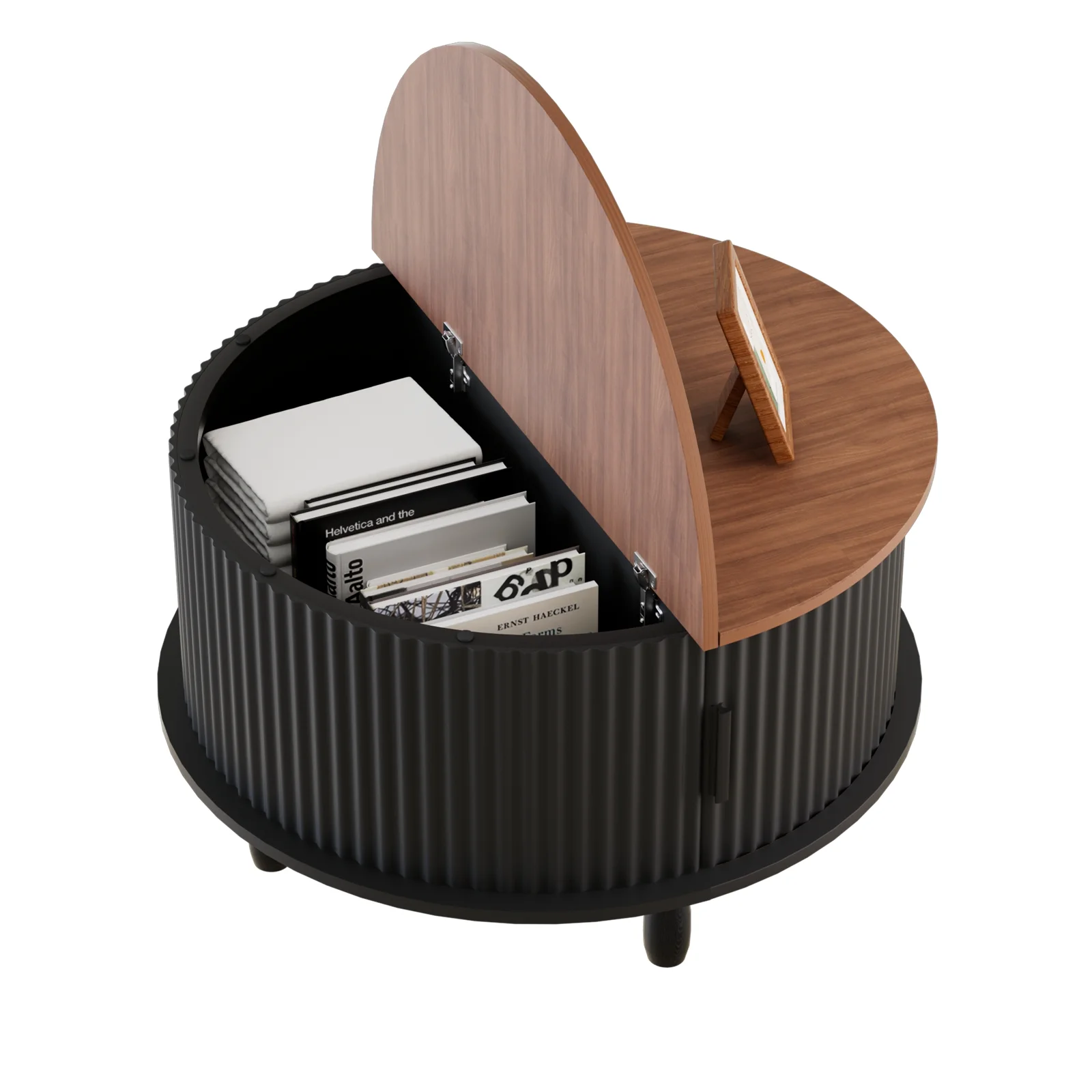 RUMLIVE Round Coffee Table with Storage, 30.7