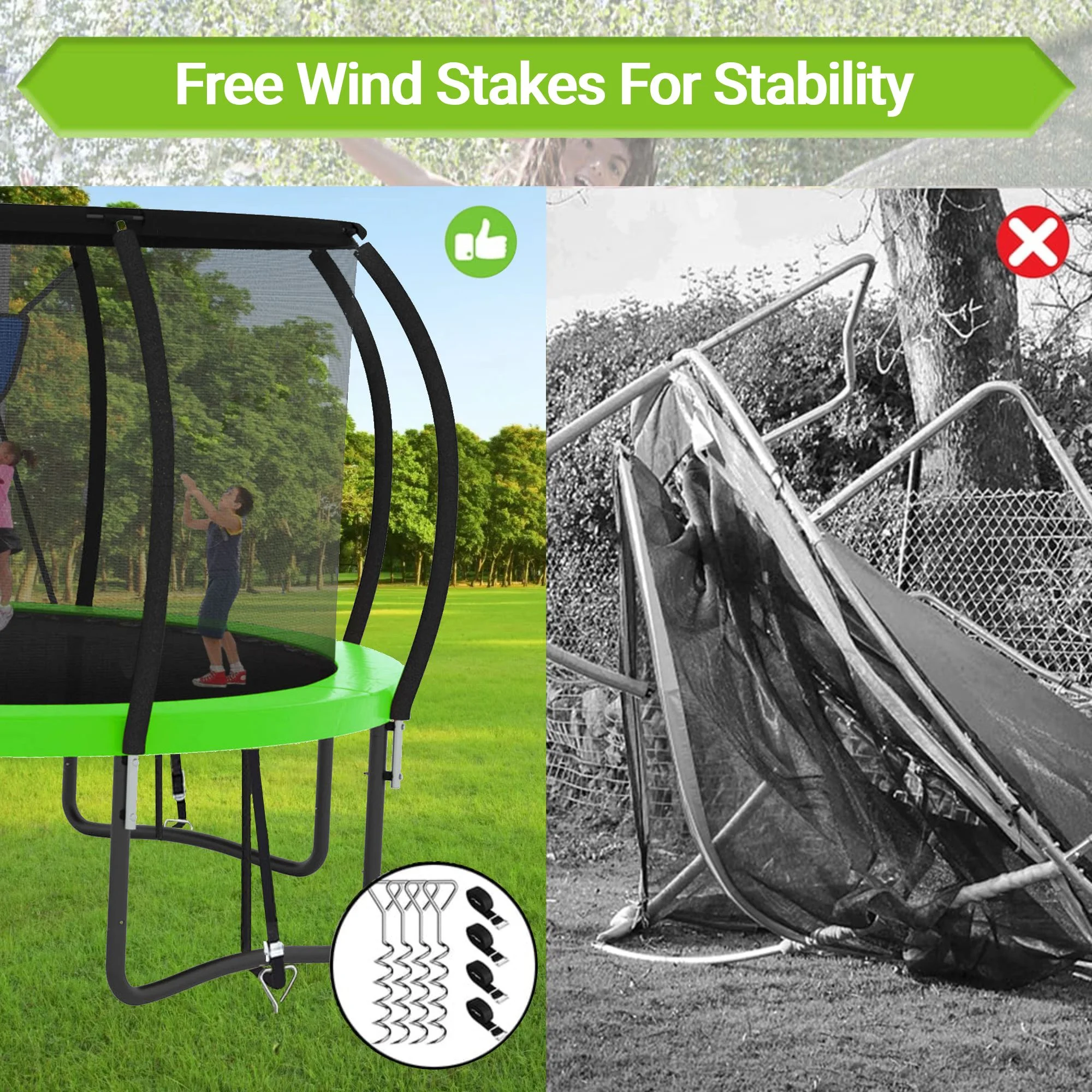 GVDV 16FT Outdoor Trampoline for Kids & Adults, Recreational Trampoline w/Ladder & Safety Net