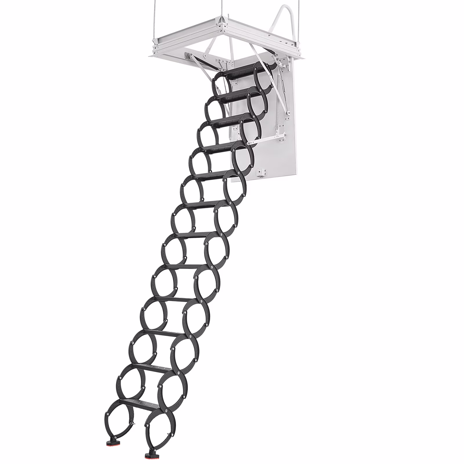 KFFKFF Retractable Attic Ladder, 660 lbs Capacity, Compatible with 9.5-10.2 ft Ceiling Heights and 39.4 x 27.5 inch Openings, Alloy Steel Pull-Down Ceiling Stair with Pulling Rod for Loft Access