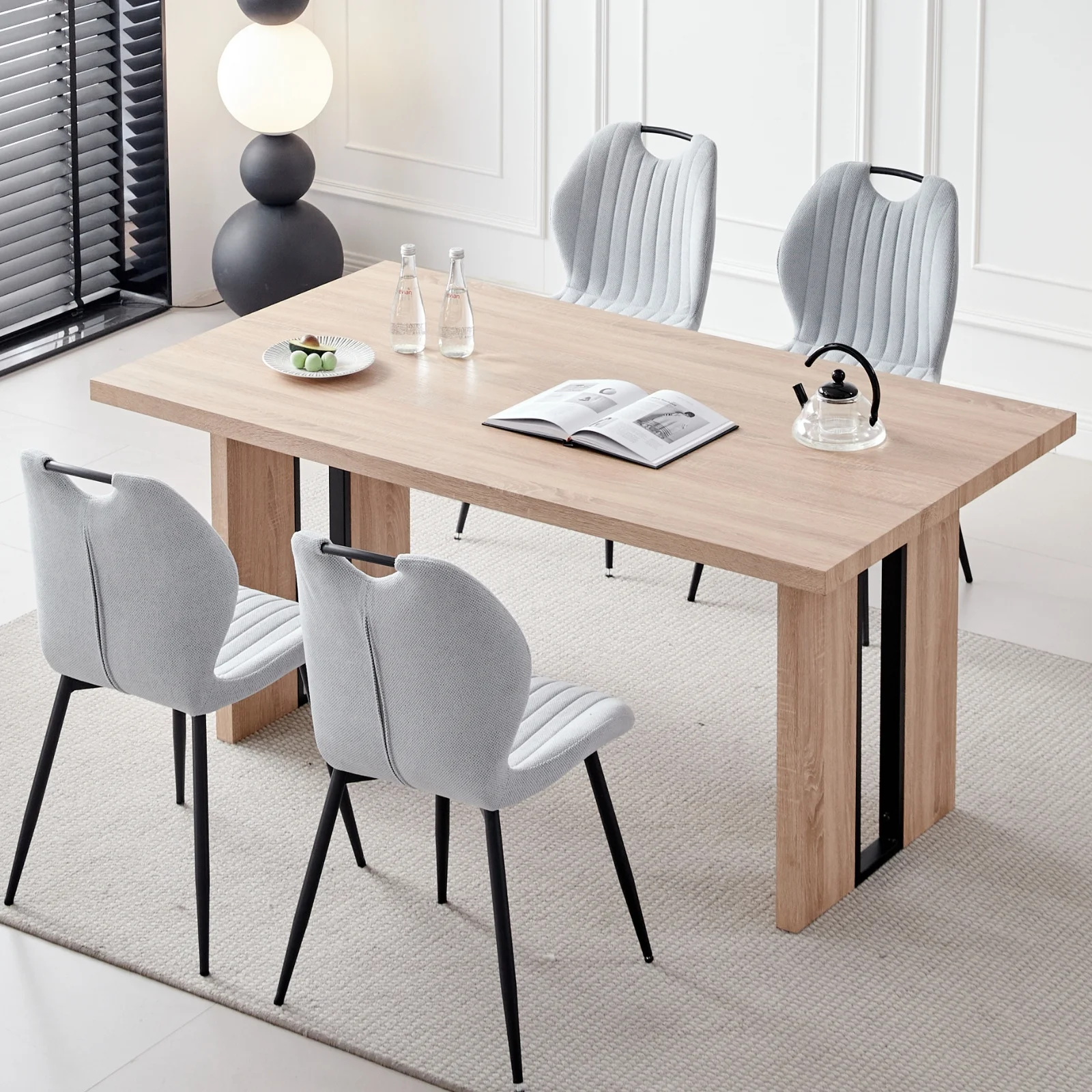 5pcs Rectangle Dining Table Chairs Set for 4, 63
