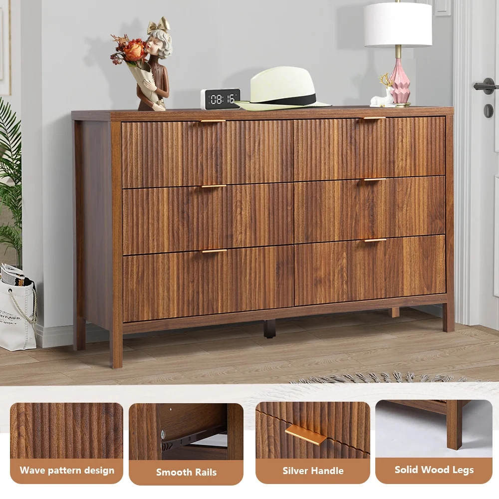 YOCWO Fluted Nightstand for Bedroom Set of 2 , Wood Bedside Table Set of 2 with Drawers, Black