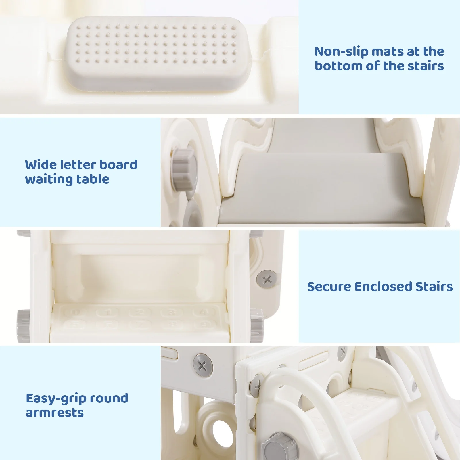 Arlopu Sturdy Toddler Slide with Basketball Hoop Plastic Kids Slide Climber with Anti-Slip Steps Indoor Outdoor Children Toy Playground