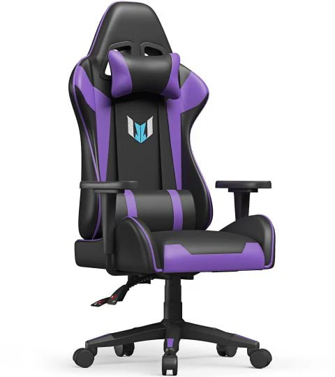 Bigzzia Gaming Chair Pu Leather Office Chair with Ergonomic Lumbar Pillow, Reclining Racing Game Chair Backrest and Seat Height Adjustable Swivel Recliner,Esports Chair with Headrest