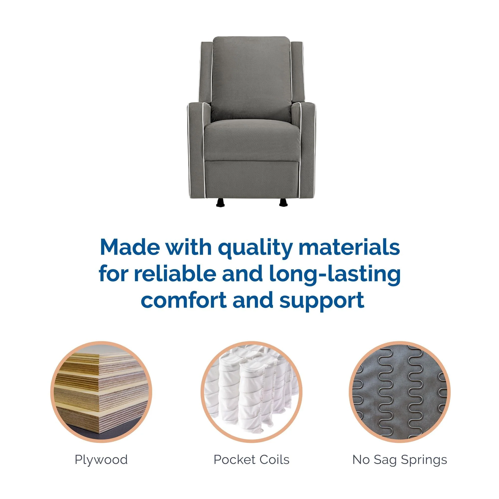 Baby Relax Robyn 2-in-1 Rocker Recliner Chair, Gray Linen