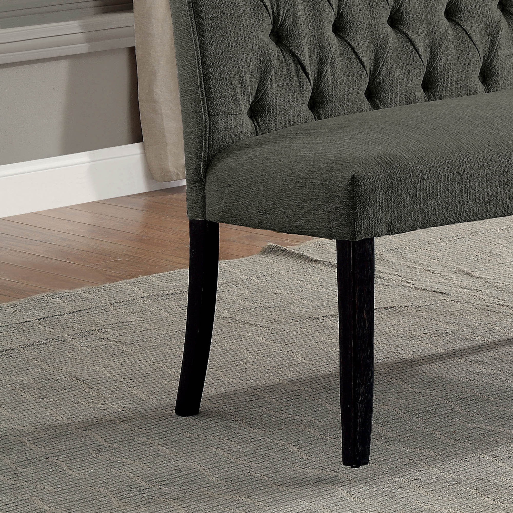 Furniture of America Verona Fabric and Wood Transitional 2-Seater Dining Bench with Tufted, Gray