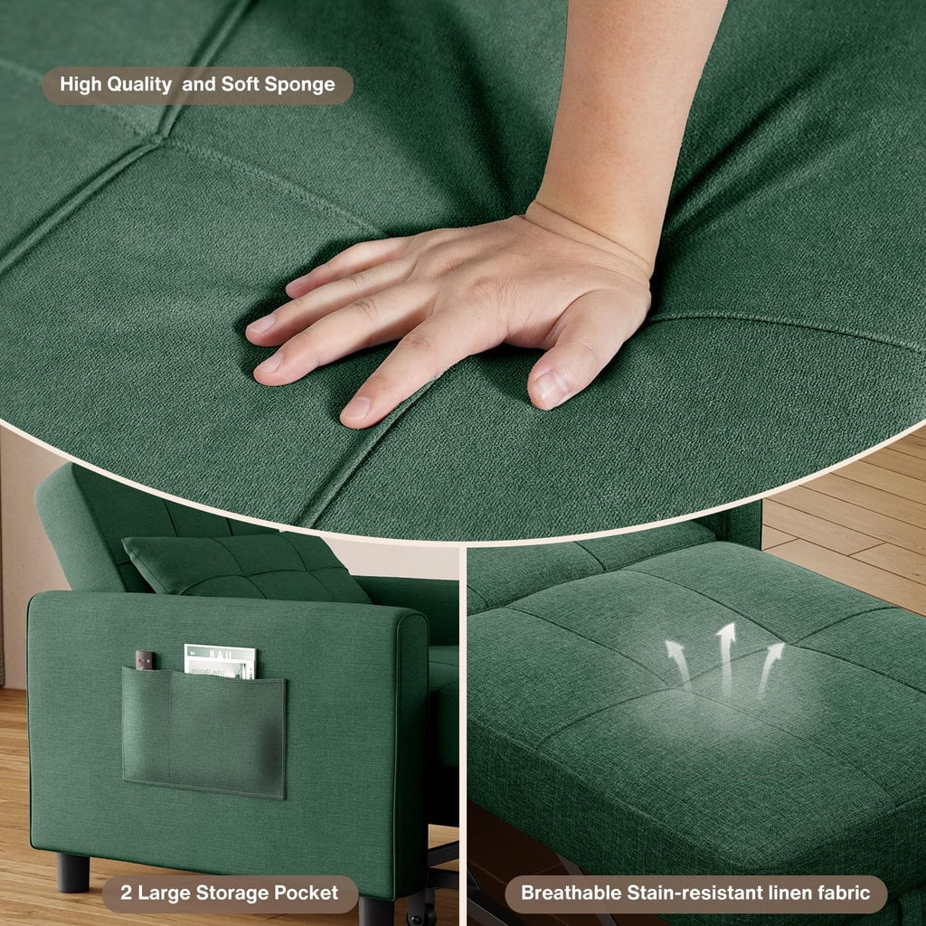 Convertible Sleeper Chair, Aiho 3-in-1 Convertible Sofa Bed Recliner Chair with Pull Out Couch - Dark Gray