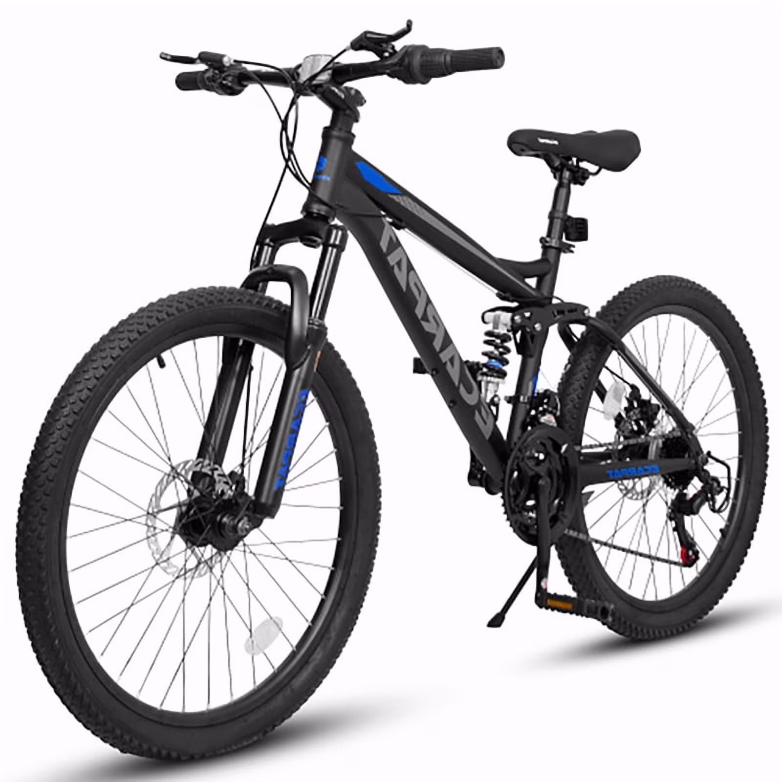 24 Inch Mountain Bike for Teenagers, High Carbon Steel Frame, Dual Full Suspension Mountain Bike, Mountain Tire, 21 Speed Mens Womens Outdoor Cycling, Birthday Gifts