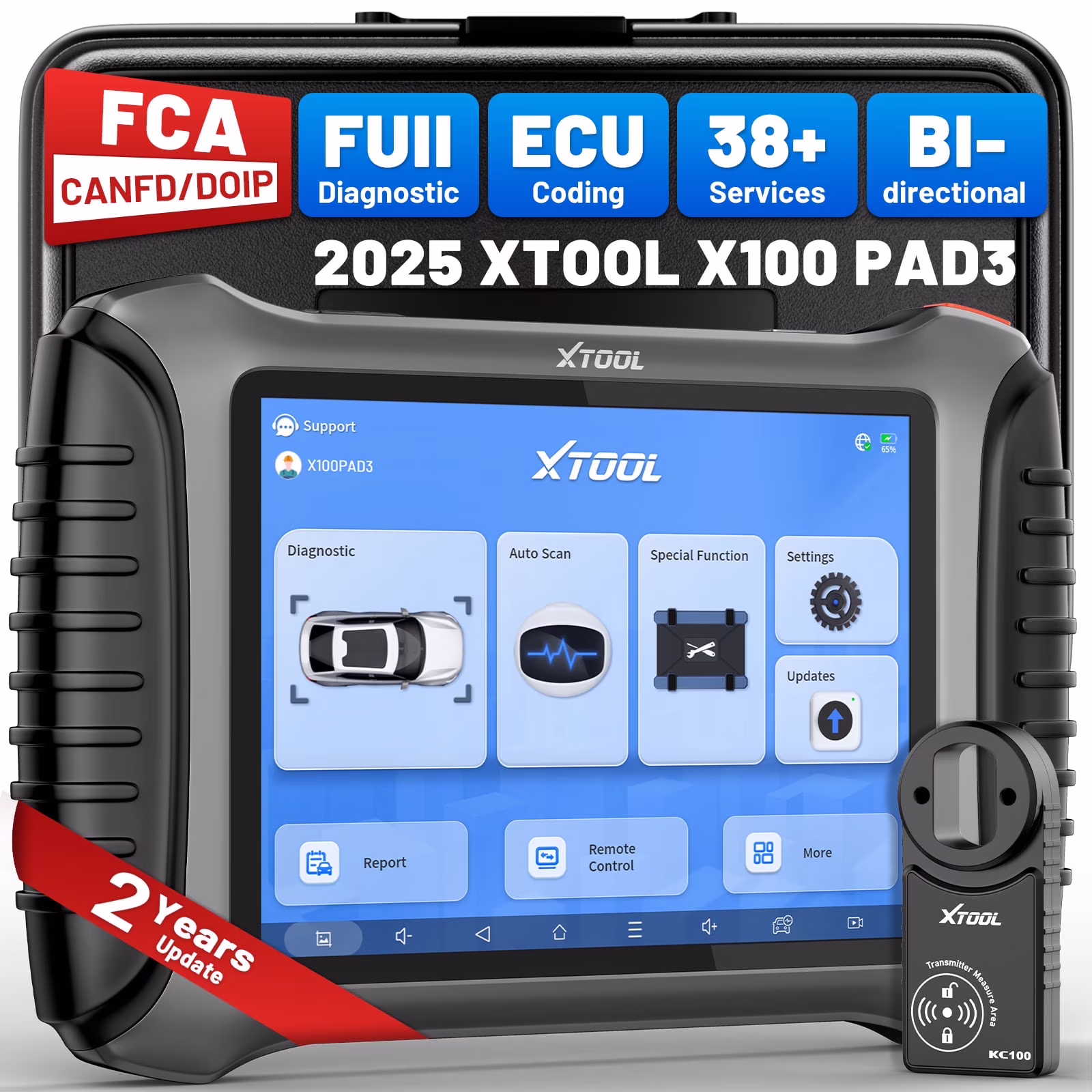 XTOOL X100 Pad 3 V2.0 Automotive Key Fob Programmer, OBD2 Scanner, Full System Diagnostics, 38+ Services, IMMO Key Pr0gramming, Bidirectional Scan Tool