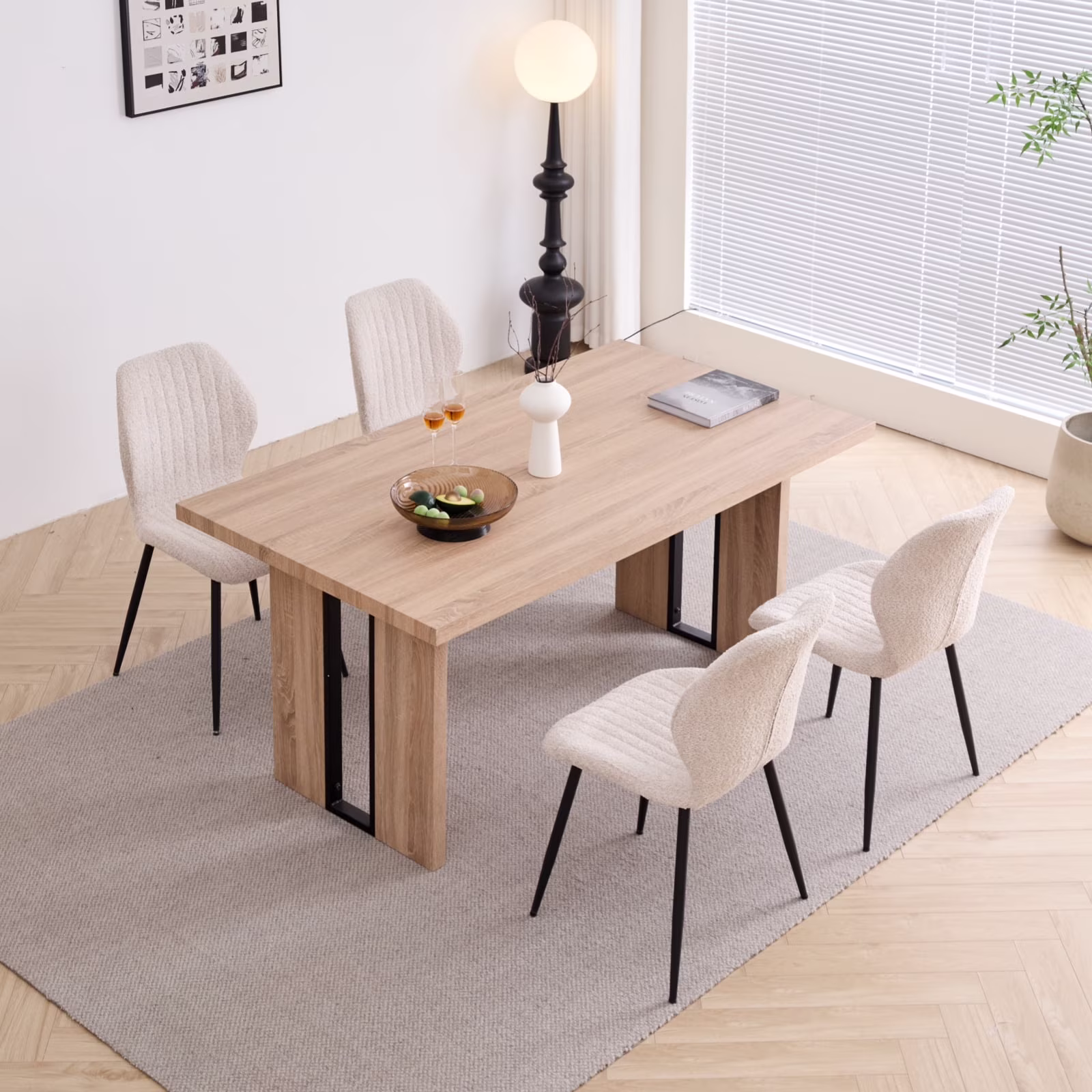 5pcs Rectangle Dining Table Chairs Set for 4, 63