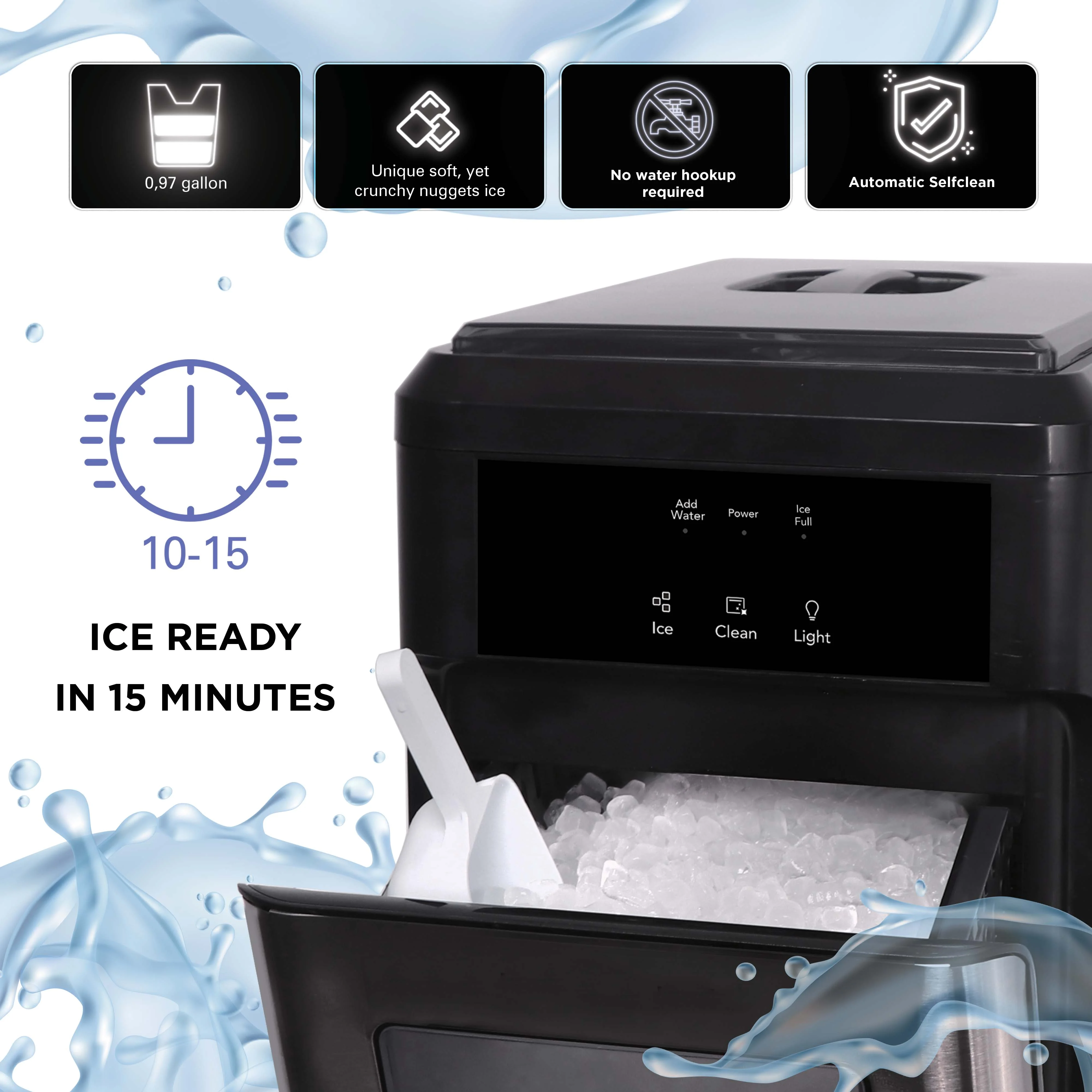 Frigidaire 44 lbs. Crunchy Chewable Nugget Ice Maker EFIC235, Stainless Steel